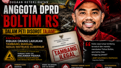 Ditengah Dugaan Keterlibatan Anggota DPRD, Kapolres Boltim Akui PETI Masih Bebas Beroperasi, Penindakan Tidak Dilakukan Mengikuti Intruksi Gubernur Sulut